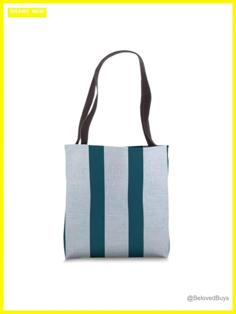 Striped Tote Bag with Cotton Webbing Handles, Lightweight Canvas-Like Fabric